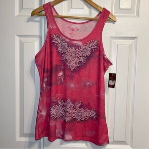 NWT Prairie Rose Women’s XL Fuschia Floral Tie Dye Top